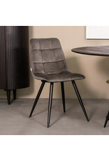 Damn LABEL51 Eetkamerstoel Bistro - Taupe - Velvet - Zwart Metalen Frame
