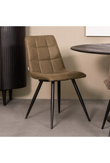 Damn LABEL51 Eetkamerstoel Bistro - Moss - Kunstleder - Zwart Metalen Frame