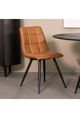 Damn LABEL51 Eetkamerstoel Bistro - Cognac - Kunstleder - Zwart Metalen Frame