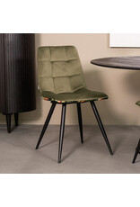 Damn LABEL51 Eetkamerstoel Bistro - Hunter - Velvet - Zwart Metalen Frame