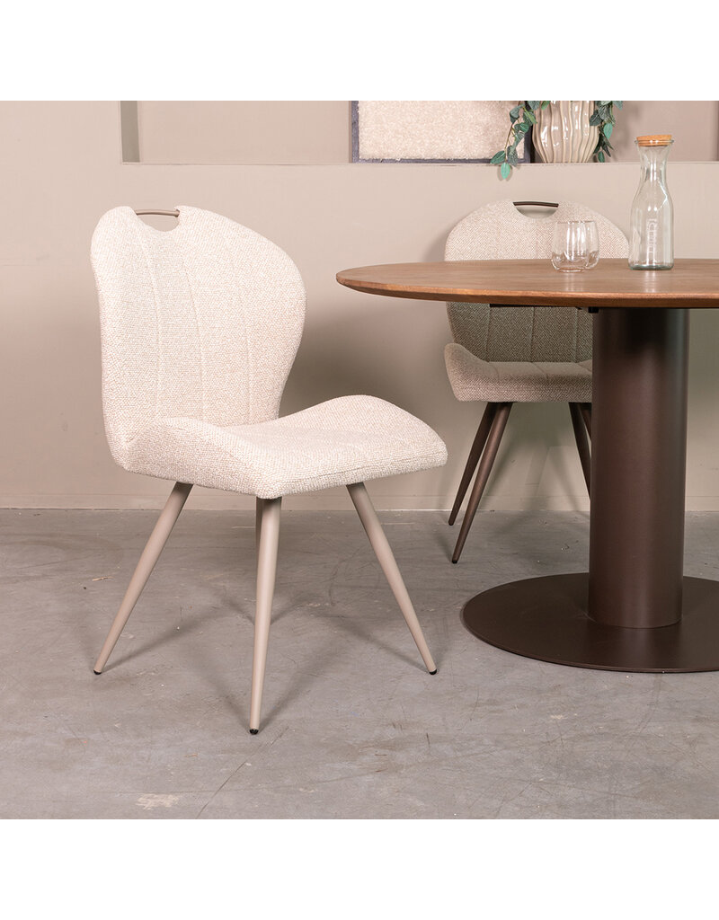 Damn LABEL51 Eetkamerstoel Silly - Naturel - Boucle - Taupe Metalen Frame