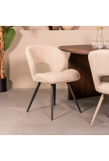 Damn LABEL51 Eetkamerstoel Sakura - Naturel - Boucle - Zwart Metalen Frame