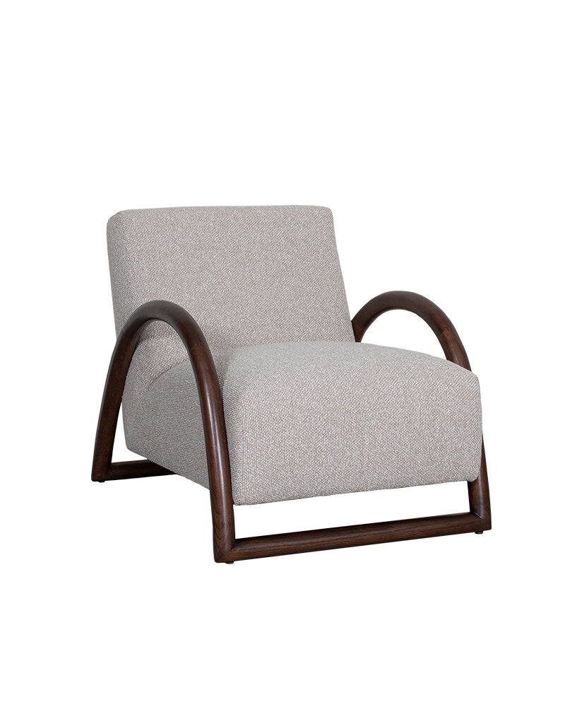Damn LABEL51 Fauteuil Viggo - Naturel - Boucle - Walnoot Houten Frame