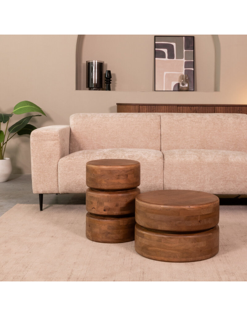 Damn LABEL51 Bijzettafel Milly - Nature Smooth - Mangohout - 35 cm - Rond