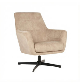 Damn LABEL51 Fauteuil Toby - Naturel - Fluweel - Zwart Metalen Frame