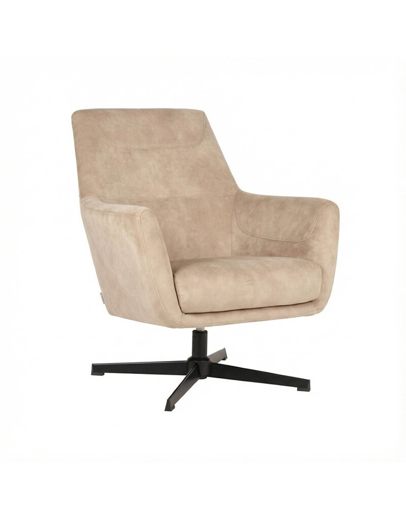 Damn LABEL51 Fauteuil Toby - Naturel - Fluweel - Zwart Metalen Frame