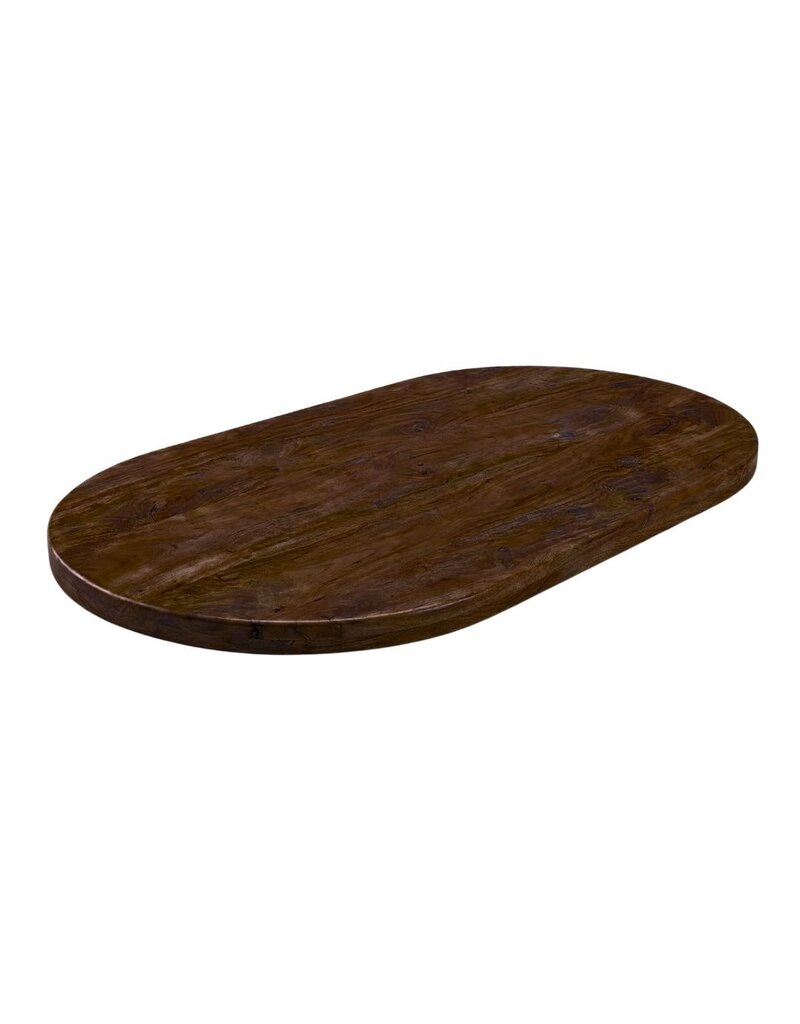 Damn LABEL51 Eetkamertafel Tafelblad Halve Cirkel - Espresso - Mangohout - 220 cm - Halve Cirkel