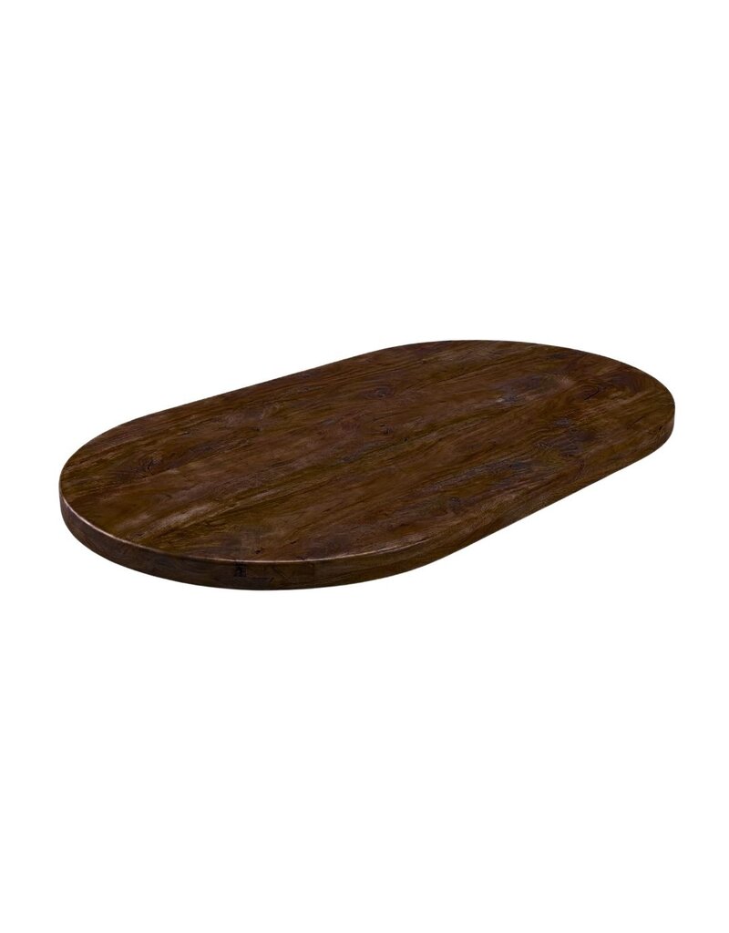Damn LABEL51 Eetkamertafel Tafelblad Halve Cirkel - Espresso - Mangohout - 200 cm - Halve Cirkel