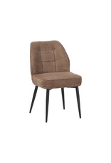 Damn LABEL51 Eetkamerstoel Liam - Taupe - Geweven - Zwart Metalen Frame