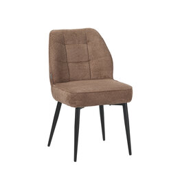 Damn LABEL51 Eetkamerstoel Liam - Taupe - Geweven - Zwart Metalen Frame