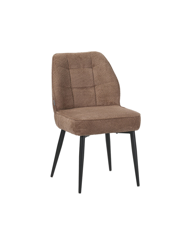 Damn LABEL51 Eetkamerstoel Liam - Taupe - Geweven - Zwart Metalen Frame