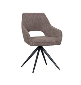 Damn LABEL51 Eetkamerstoel Finley - Bruin - Boucle - Zwart Metalen Frame