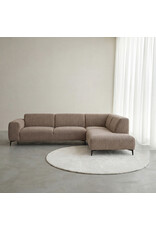 Damn LABEL51 Hoekbank Merido - Taupe Raven | Zwart Metaal - Velvet - Hoekbank Rechts