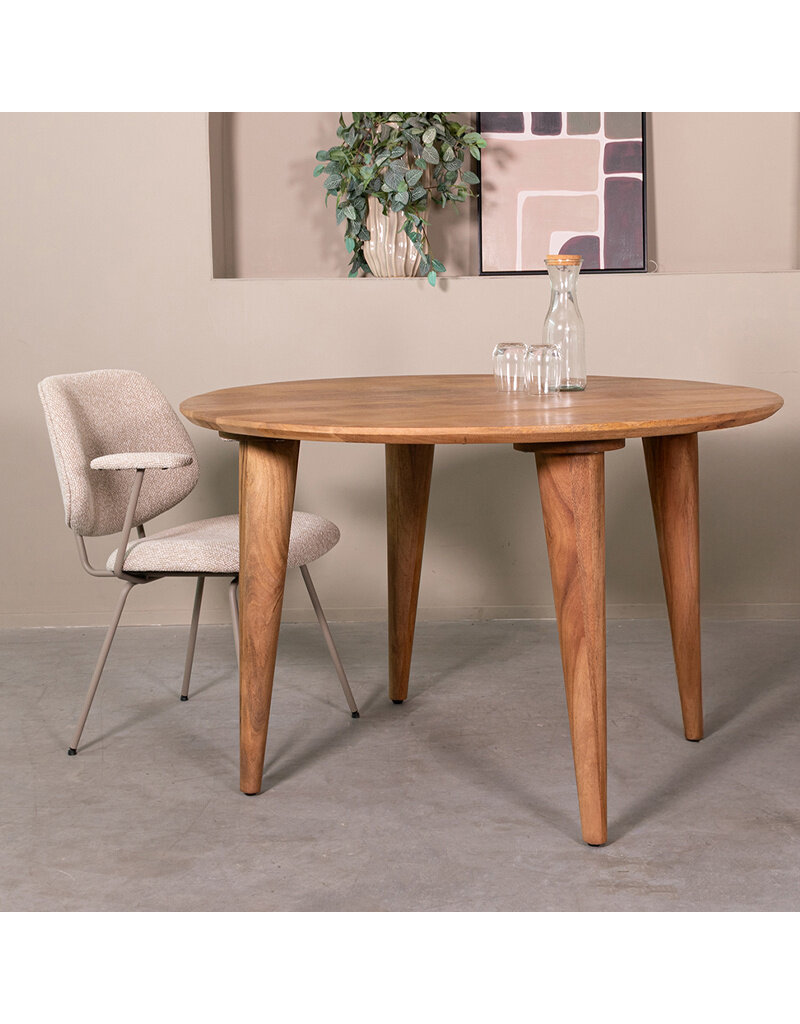 Damn LABEL51 Eetkamertafel Fly - Nature Smooth - Mangohout - 120 cm - Rond