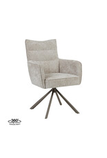Damn LABEL51 Eetkamerstoel Dubai - Naturel - Chenille - Brons Metalen Frame