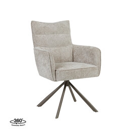 Damn LABEL51 Eetkamerstoel Dubai - Naturel - Chenille - Brons Metalen Frame