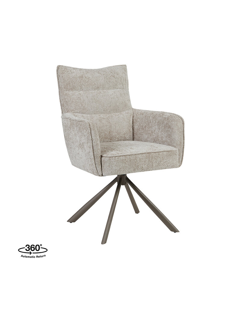 Damn LABEL51 Eetkamerstoel Dubai - Naturel - Chenille - Brons Metalen Frame