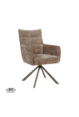 Damn LABEL51 Eetkamerstoel Dubai - Taupe - Chenille - Brons Metalen Frame