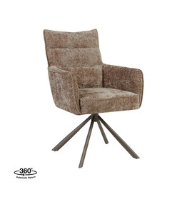 Damn LABEL51 Eetkamerstoel Dubai - Taupe - Chenille - Brons Metalen Frame