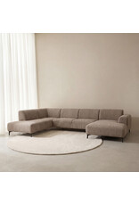 Damn LABEL51 Bank Merido - Taupe Raven | Zwart Metaal - Velvet - U-Bank Links