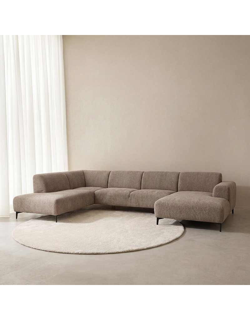 Damn LABEL51 Bank Merido - Taupe Raven | Zwart Metaal - Velvet - U-Bank Links