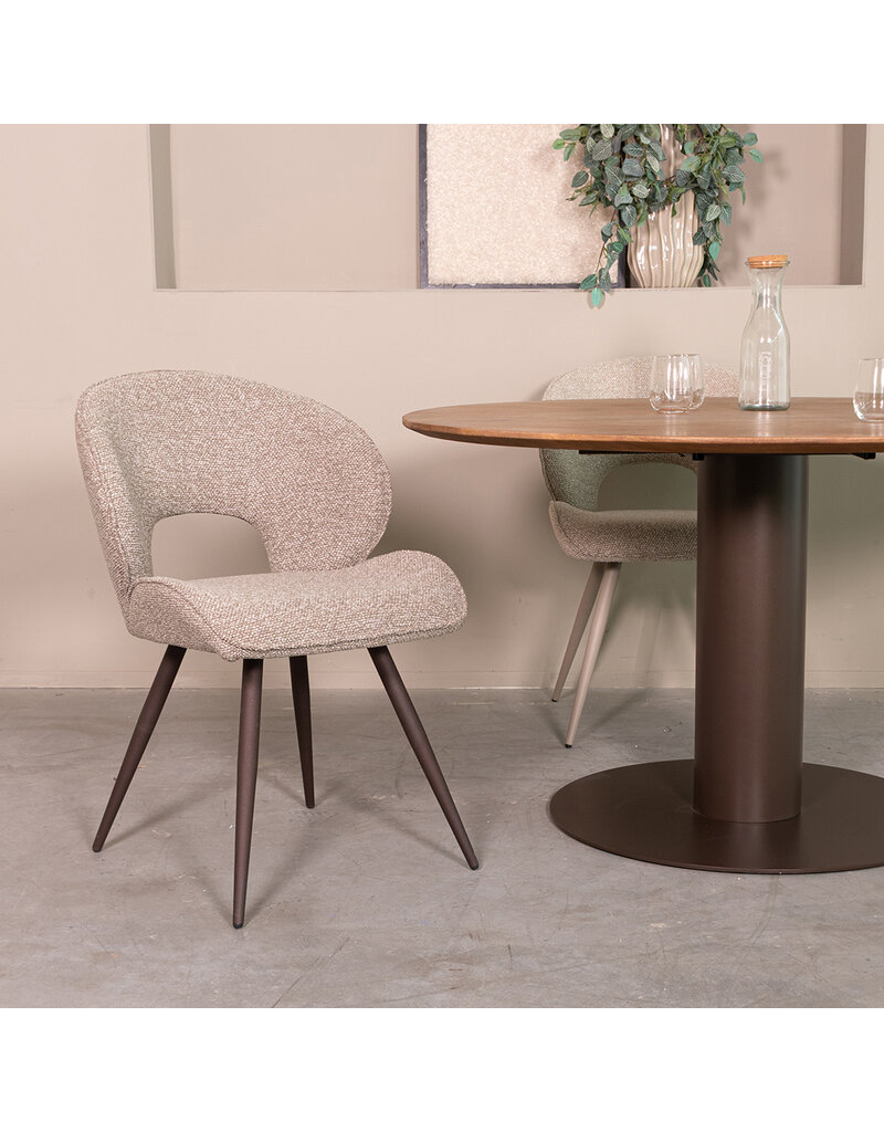 Damn LABEL51 Eetkamerstoel Sakura - Mushroom - Boucle - Brons Metalen Frame