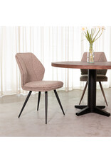 Damn LABEL51 Eetkamerstoel Silvain - Mushroom - Boucle - Zwart Metalen Frame