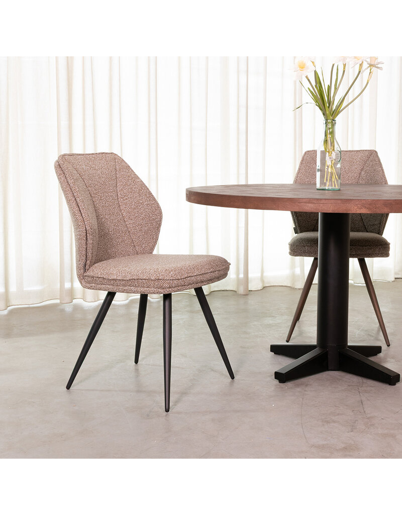 Damn LABEL51 Eetkamerstoel Silvain - Mushroom - Boucle - Zwart Metalen Frame