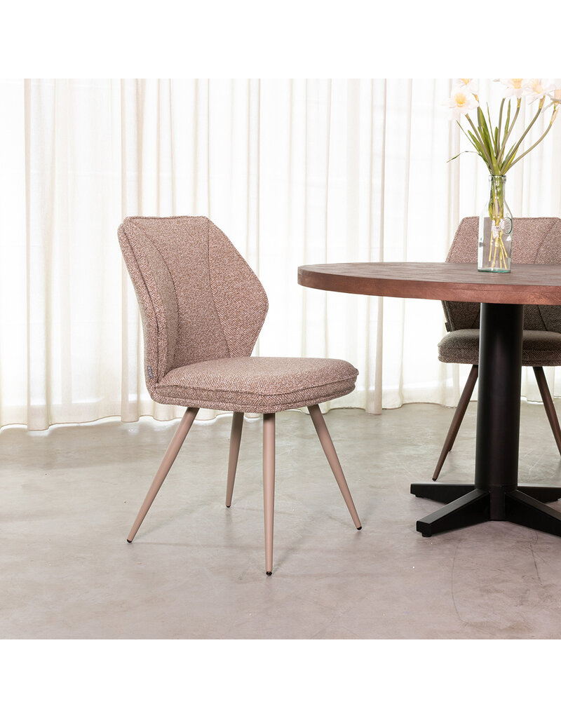 Damn LABEL51 Eetkamerstoel Silvain - Mushroom - Boucle - Taupe Metalen Frame
