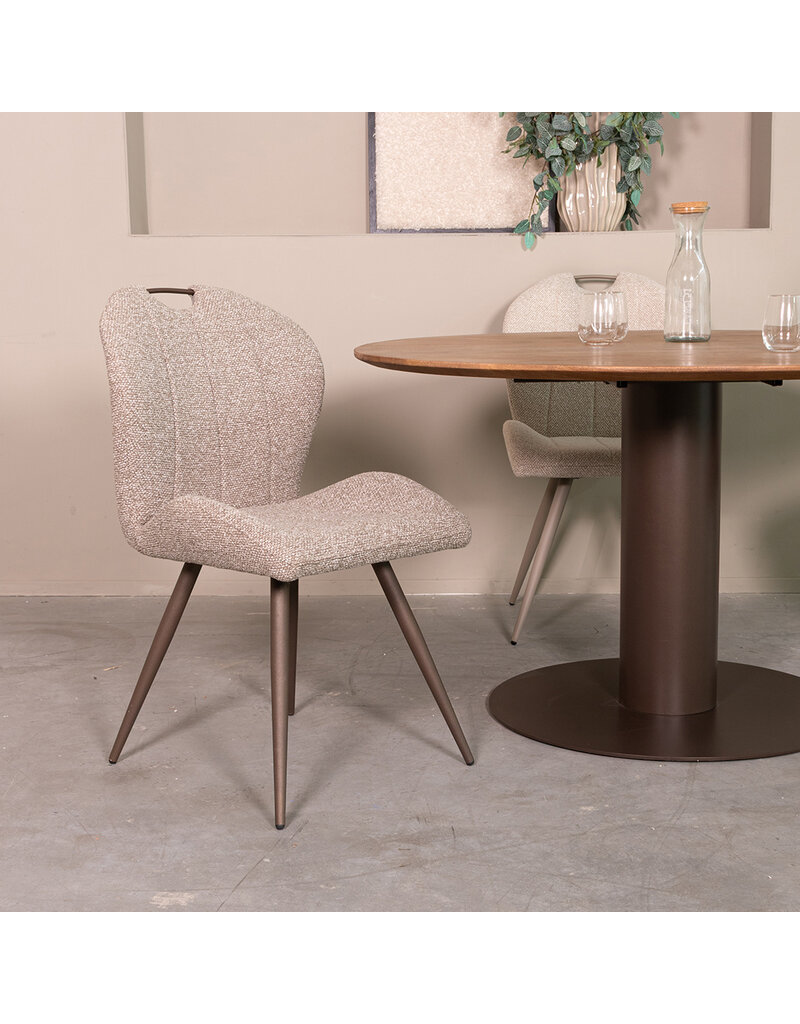 Damn LABEL51 Eetkamerstoel Silly - Mushroom - Boucle - Brons Metalen Frame