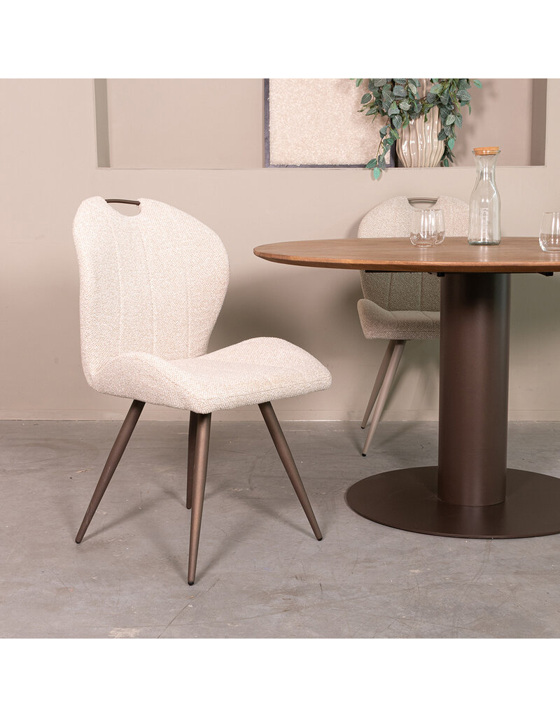 Damn LABEL51 Eetkamerstoel Silly - Naturel - Boucle - Brons Metalen Frame