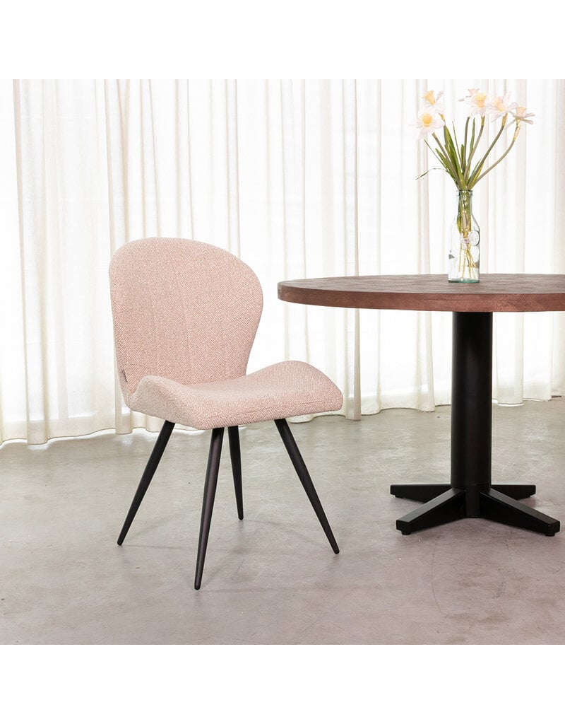 Damn LABEL51 Eetkamerstoel Sil - Naturel - Boucle - Zwart Metalen Frame