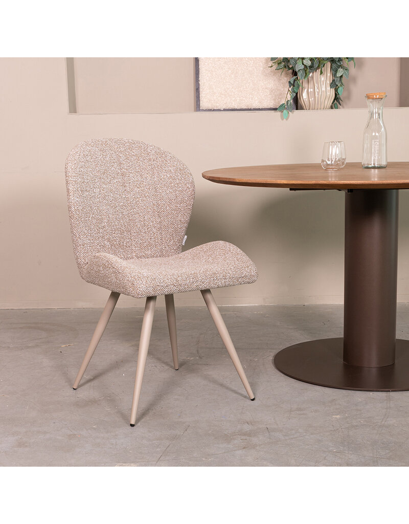 Damn LABEL51 Eetkamerstoel Sil - Mushroom - Boucle - Taupe Metalen Frame