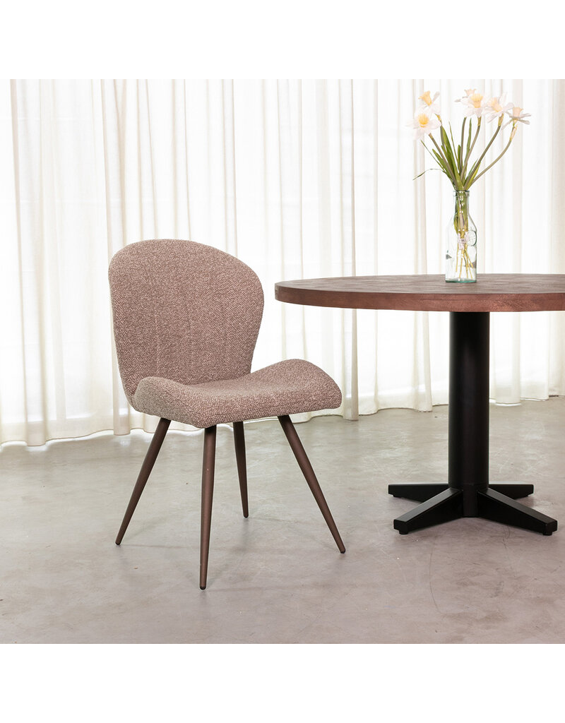 Damn LABEL51 Eetkamerstoel Sil - Mushroom - Boucle - Brons Metalen Frame