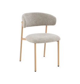 Damn LABEL51 Eetkamerstoel Kaito - Beige - Geweven - Naturel Houten Frame