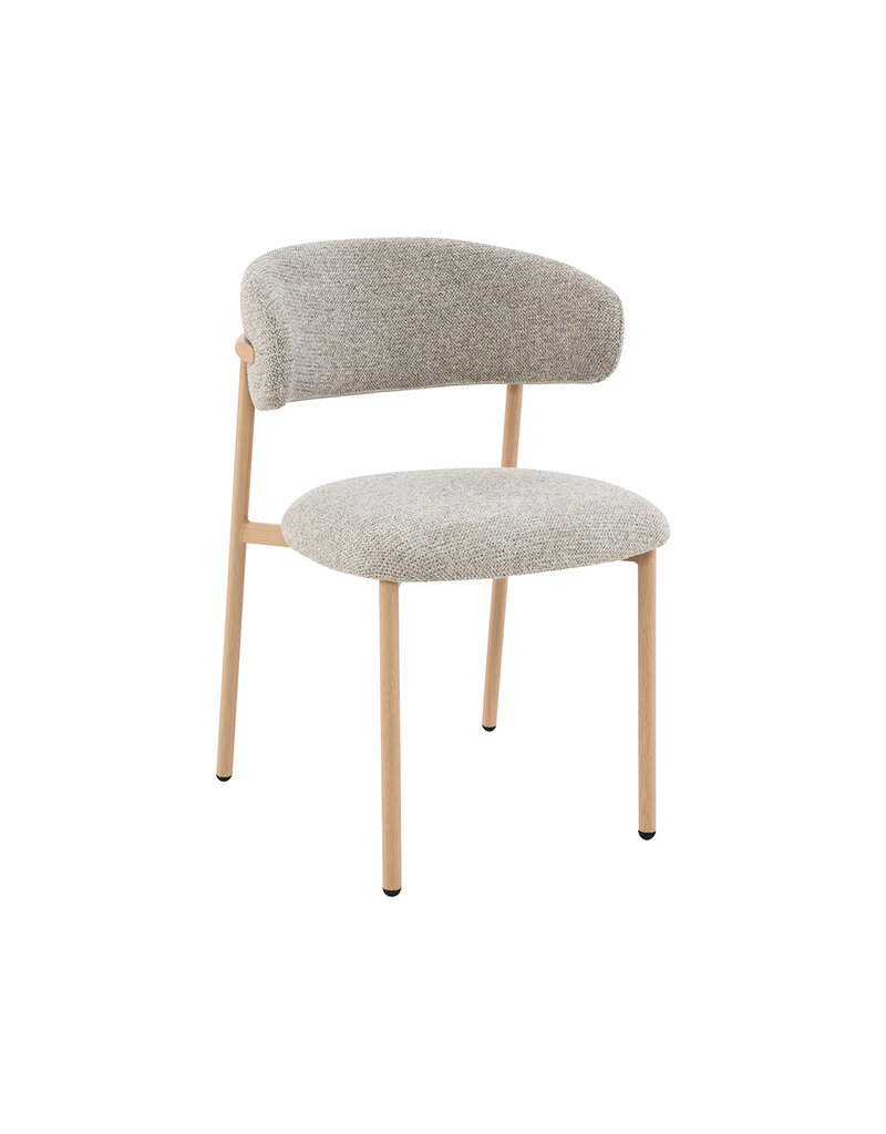 Damn LABEL51 Eetkamerstoel Kaito - Beige - Geweven - Naturel Houten Frame