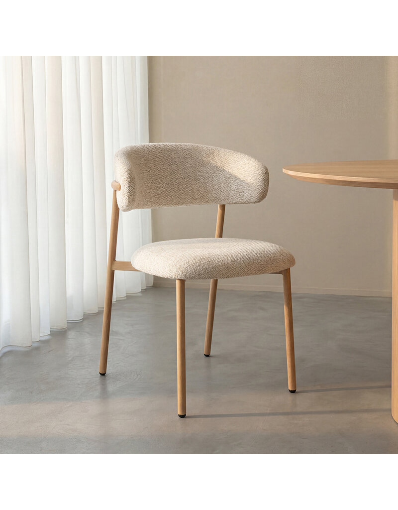 Damn LABEL51 Eetkamerstoel Kaito - Naturel - Geweven - Naturel Houten Frame