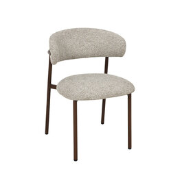 Damn LABEL51 Eetkamerstoel Kaito - Beige - Geweven - Walnoot Houten Frame