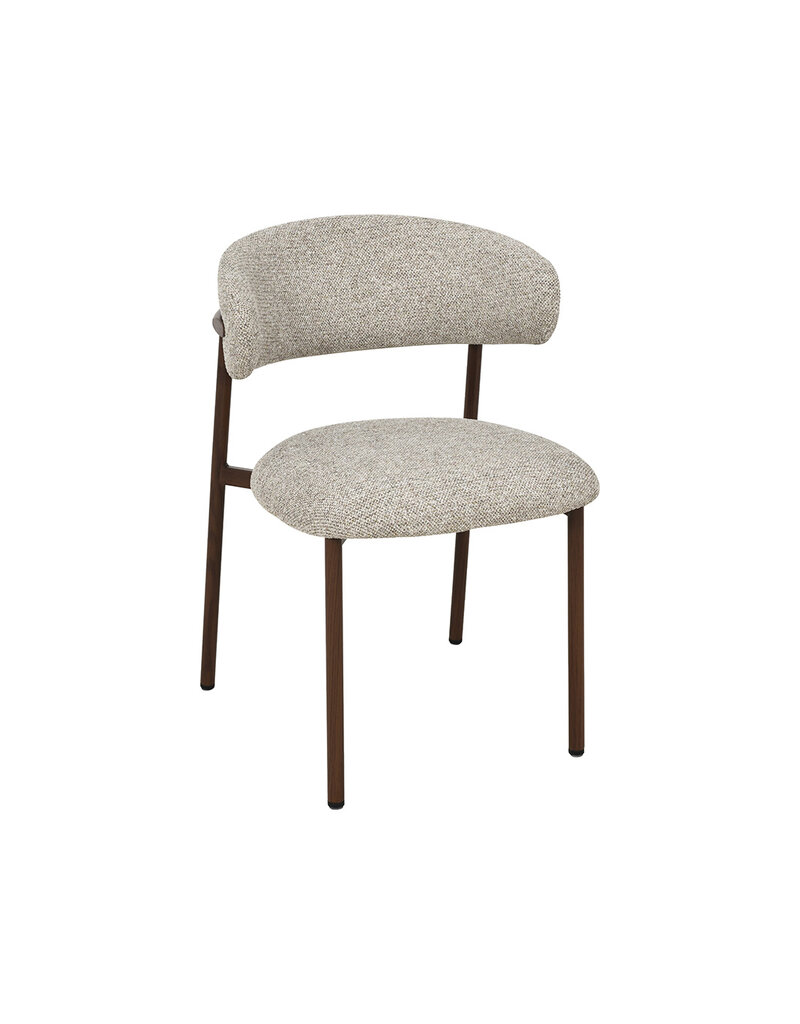 Damn LABEL51 Eetkamerstoel Kaito - Beige - Geweven - Walnoot Houten Frame