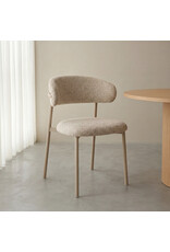 Damn LABEL51 Eetkamerstoel Kaito - Beige - Geweven - Beige Metalen Frame