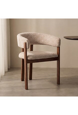 Damn LABEL51 Eetkamerstoel Osaka - Beige - Geweven - Walnoot Houten Frame