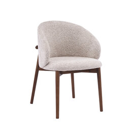 Damn LABEL51 Eetkamerstoel Nagano - Beige - Geweven - Walnoot Houten Frame