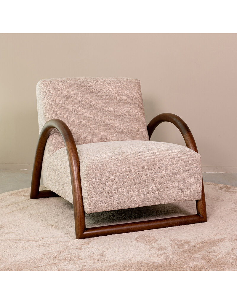 Damn LABEL51 Fauteuil Viggo - Beige - Geweven - Walnoot Houten Frame