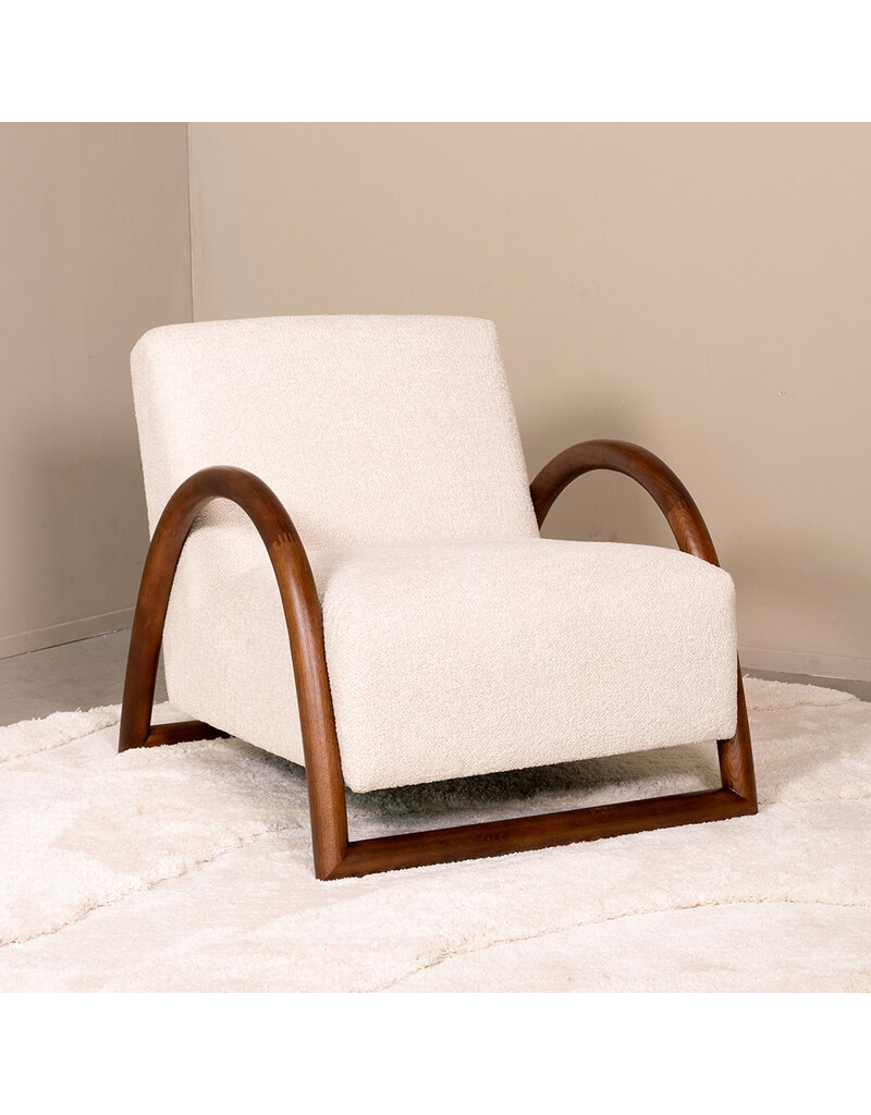 Damn LABEL51 Fauteuil Viggo - Naturel - Geweven - Walnoot Houten Frame