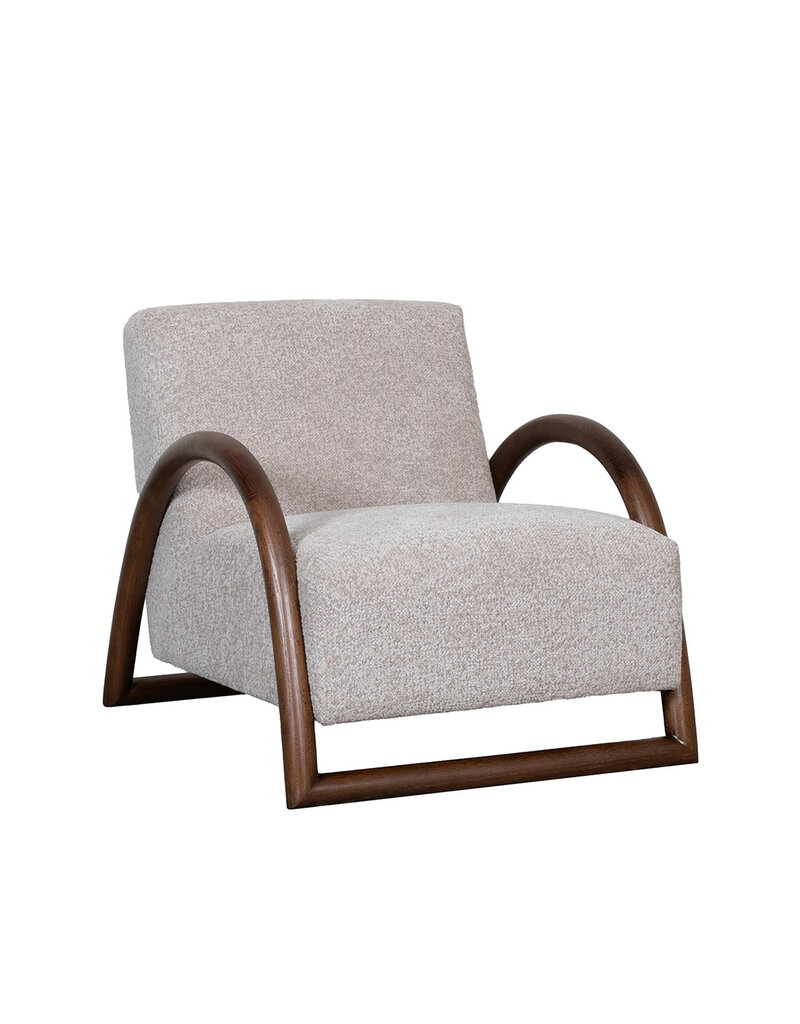 Damn LABEL51 Fauteuil Viggo - Beige - Geweven - Walnoot Houten Frame
