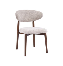 Damn LABEL51 Eetkamerstoel Kyoto - Beige - Geweven - Walnoot Houten Frame