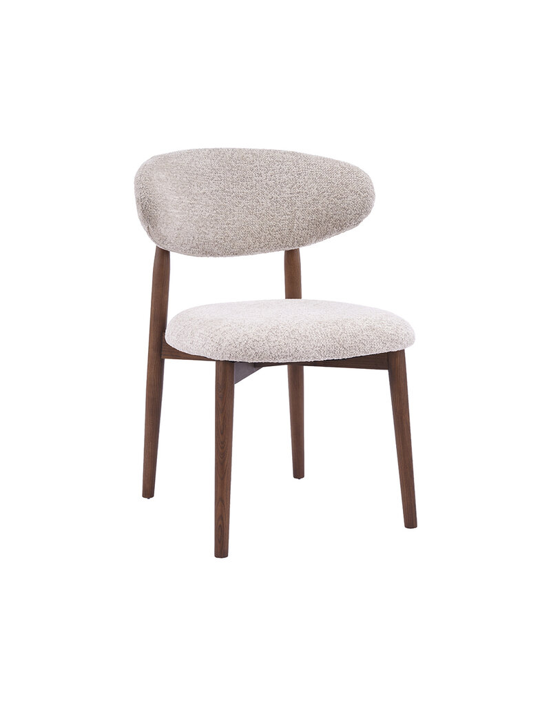 Damn LABEL51 Eetkamerstoel Kyoto - Beige - Geweven - Walnoot Houten Frame