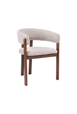 Damn LABEL51 Eetkamerstoel Osaka - Beige - Geweven - Walnoot Houten Frame