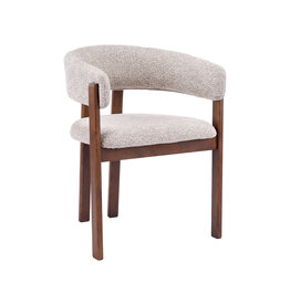 Damn LABEL51 Eetkamerstoel Osaka - Beige - Geweven - Walnoot Houten Frame