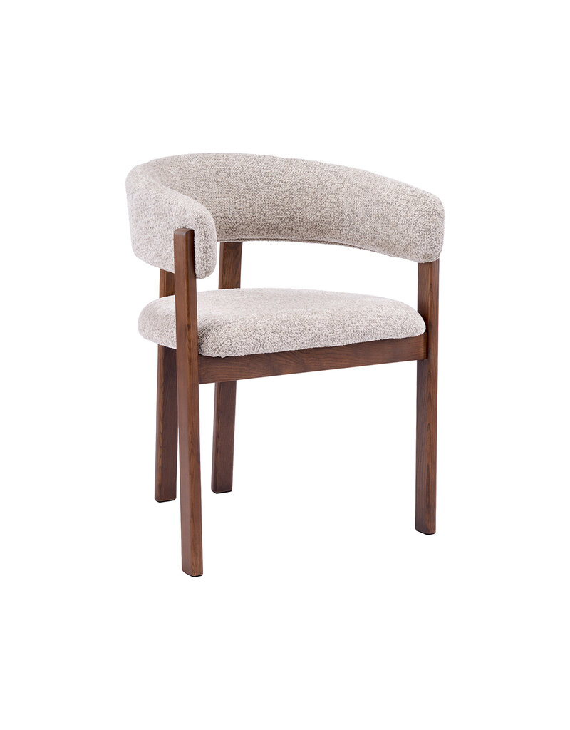 Damn LABEL51 Eetkamerstoel Osaka - Beige - Geweven - Walnoot Houten Frame